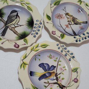 Set of 3 Bird Plates Decorative Home Interiors 2005 Songbirds